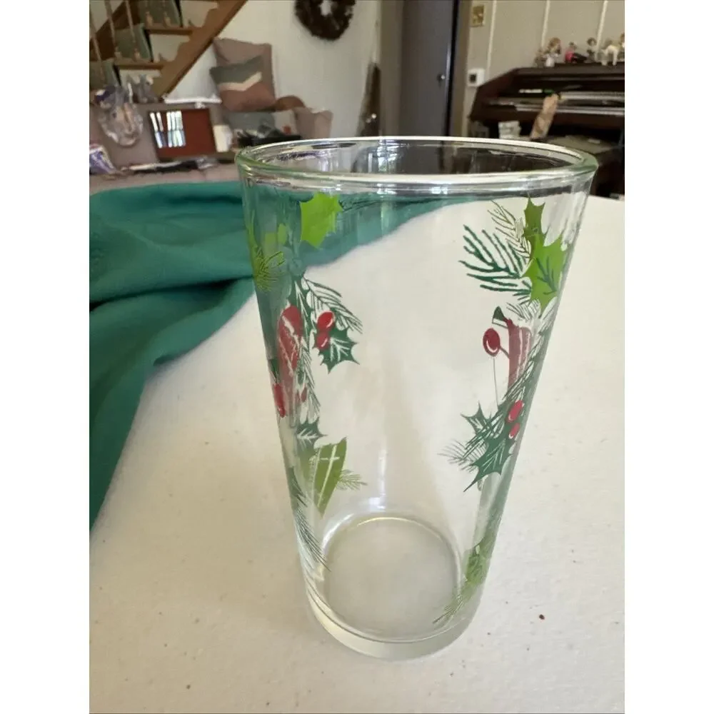Hazel Atlas Bells & Holly 12 oz. Replacement Glass Tumbler 1970's